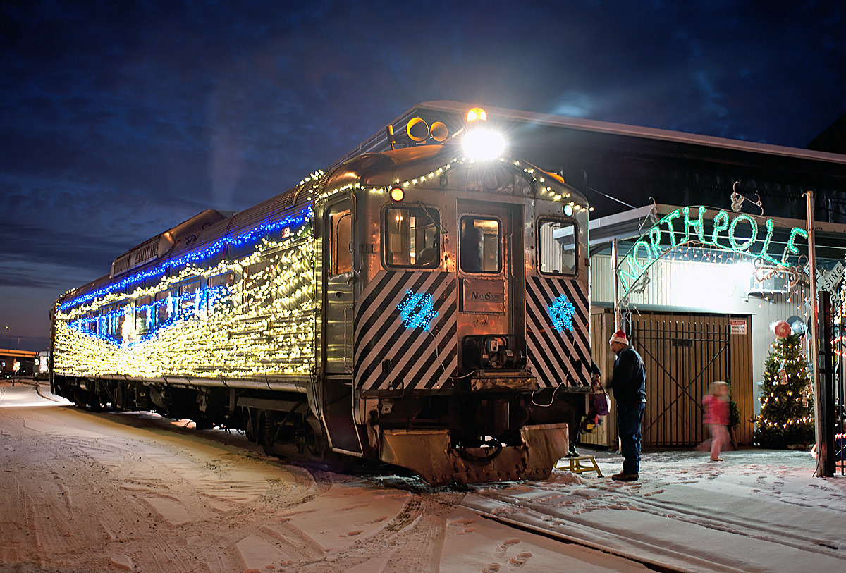 Duluth Christmas Train with Lights at Night