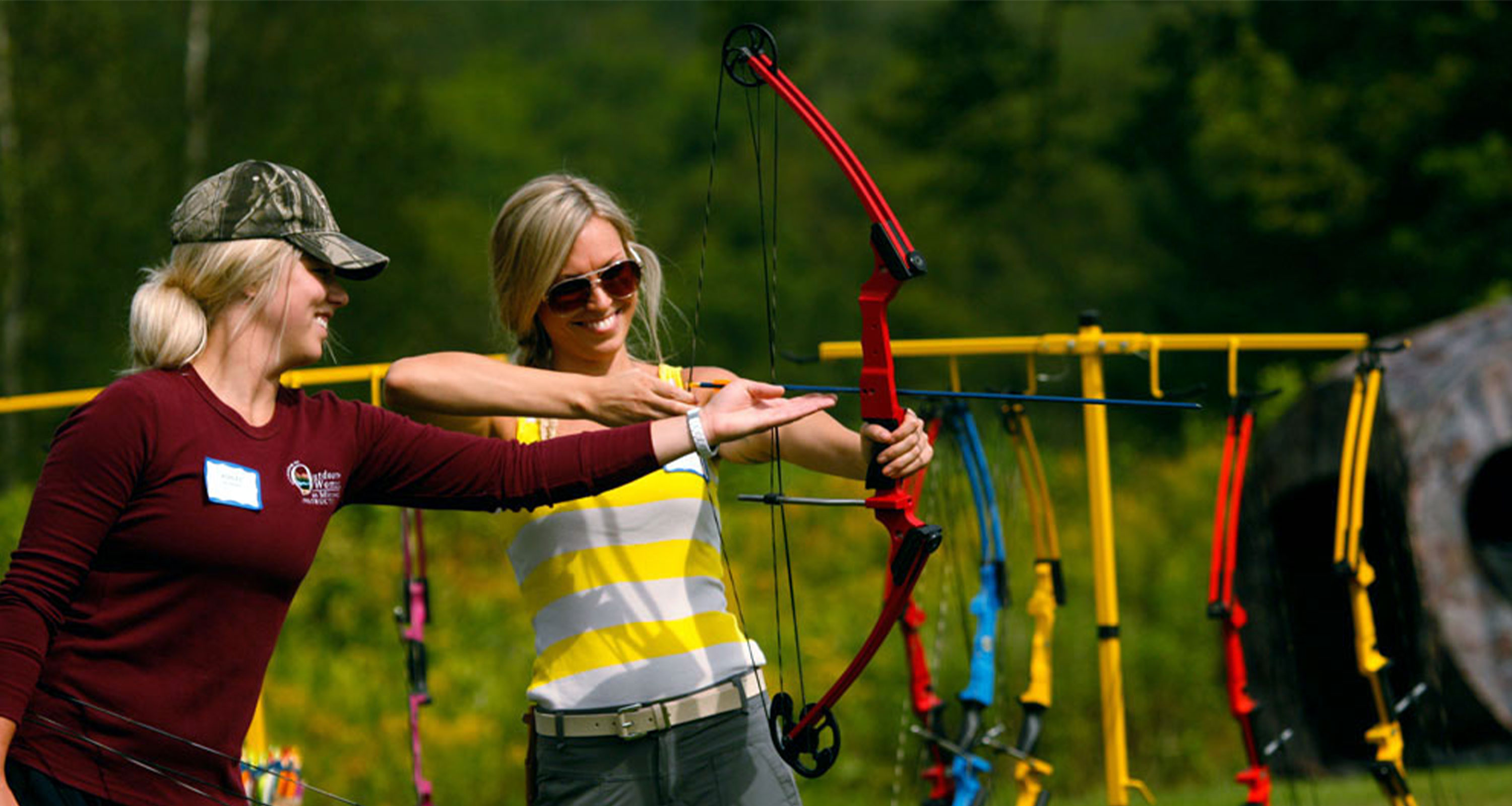 woman learning archery