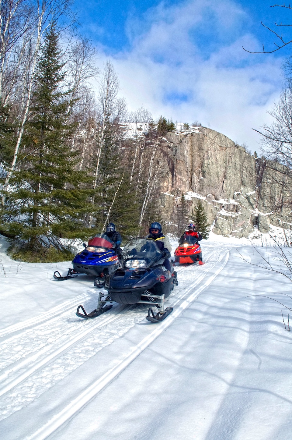 Snowmobiling along the North Shore of Lake Superior