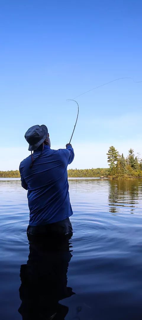 Fly fishing in the clear waters of Superior National Forest