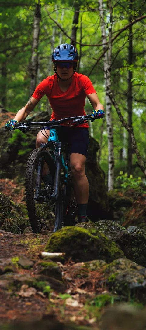 Couple mountain biking Cuyuna