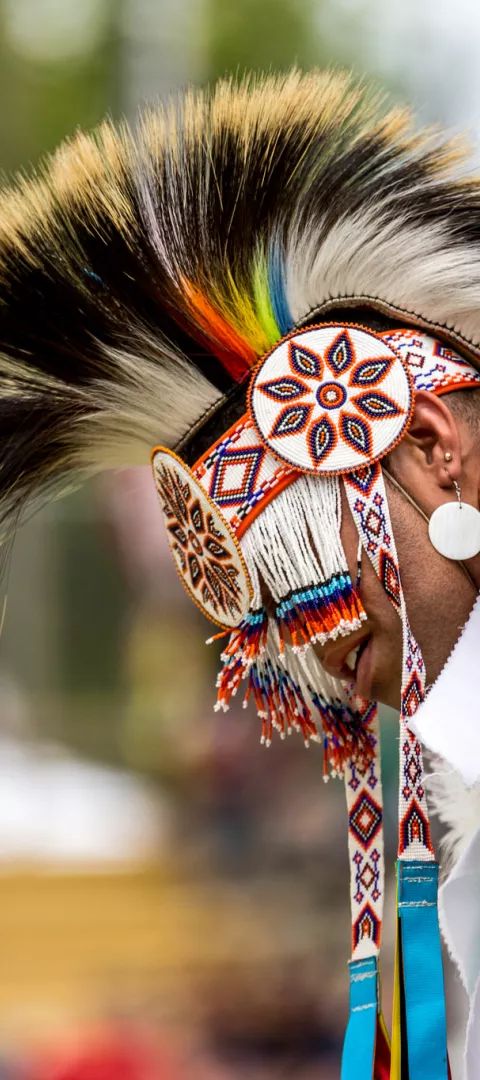 Native American pow wow dancer in regalia