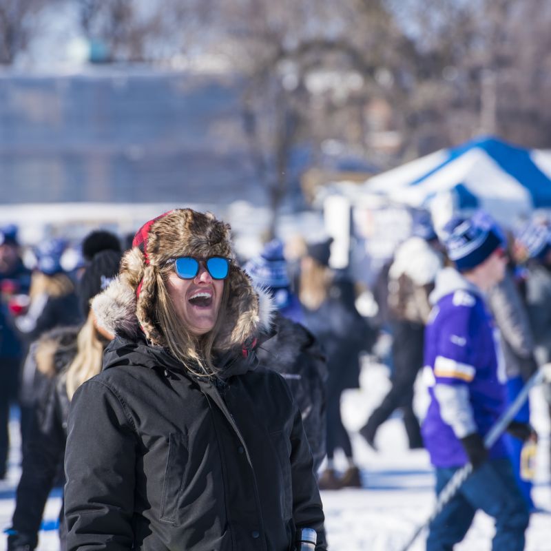 People on a frozen Lake Minnetonka for the Wayzata Chilly Open