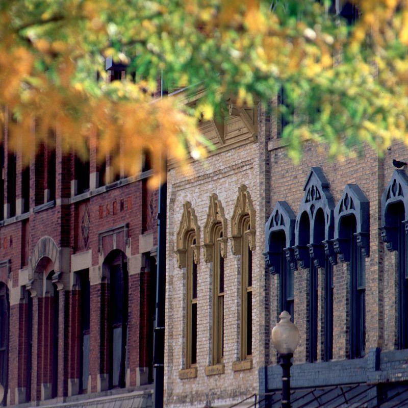 Architectural details of downtown Faribault windows