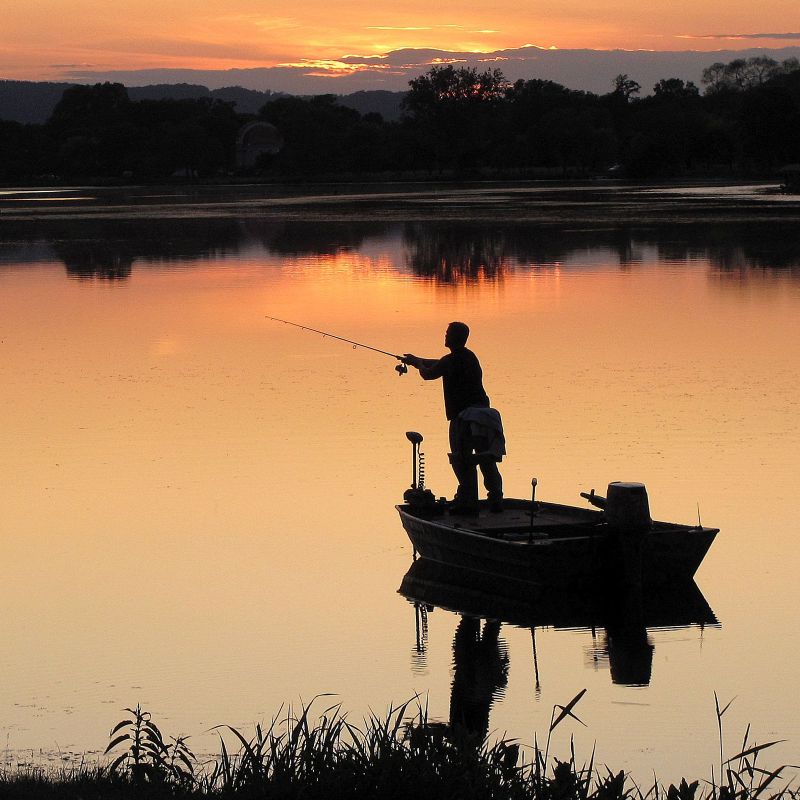 Fishing at sunset