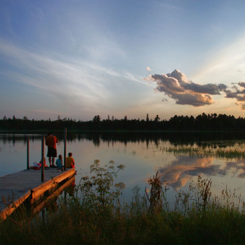 Family fishing at Itasca State Park