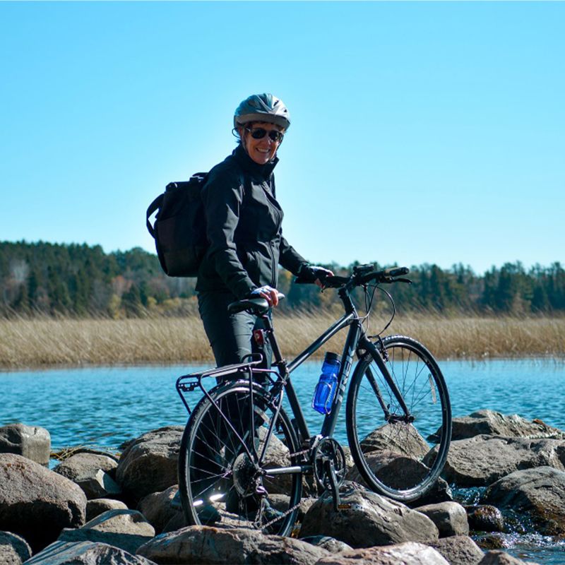Woman biker Mississippi Headwaters Itasca