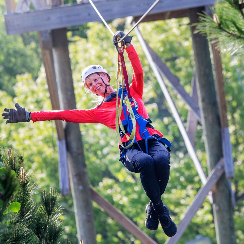 Woman on zip line