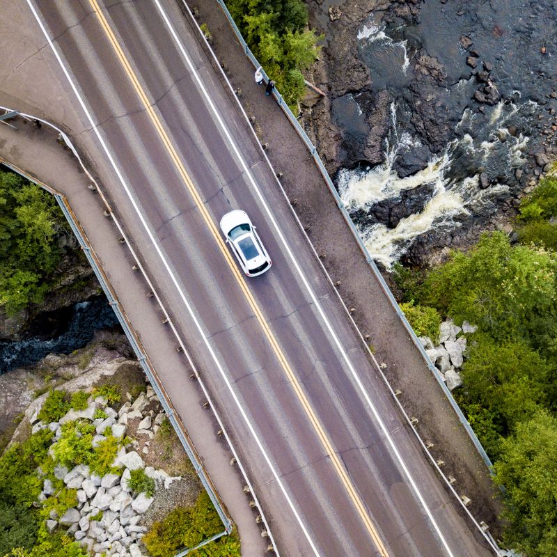 Temperance River State Park aerial car driving