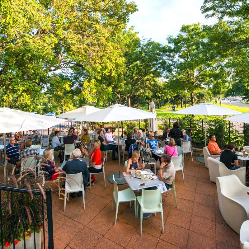 A packed Bar Lurcat patio in the summer