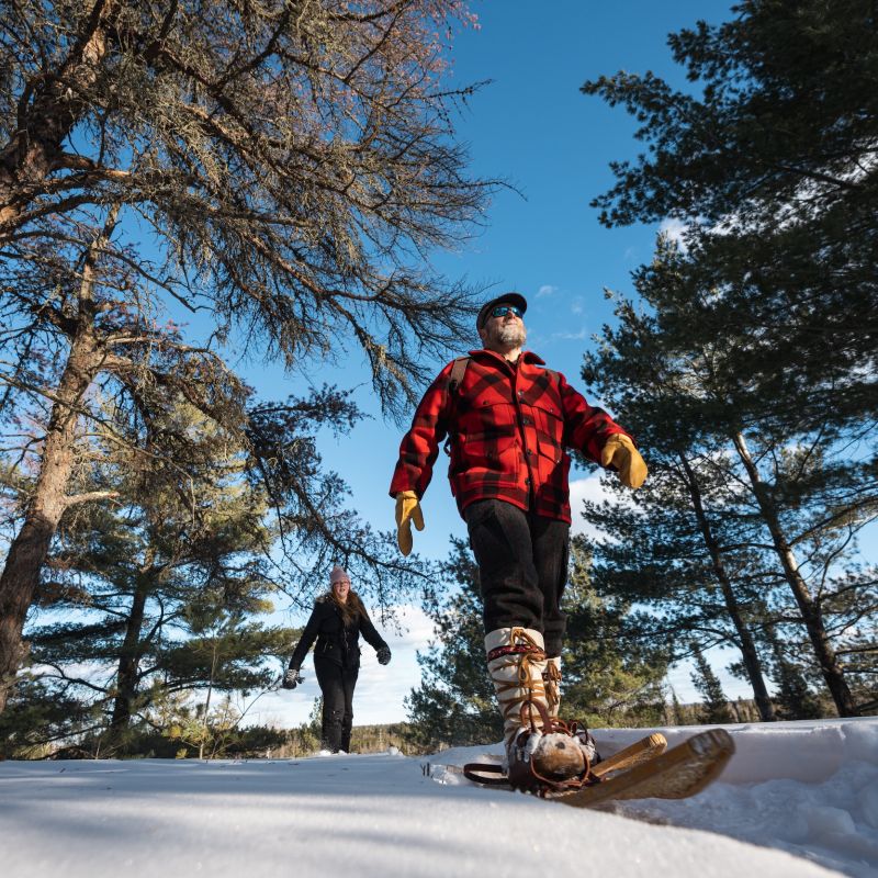 A couple snowshoers in Ely